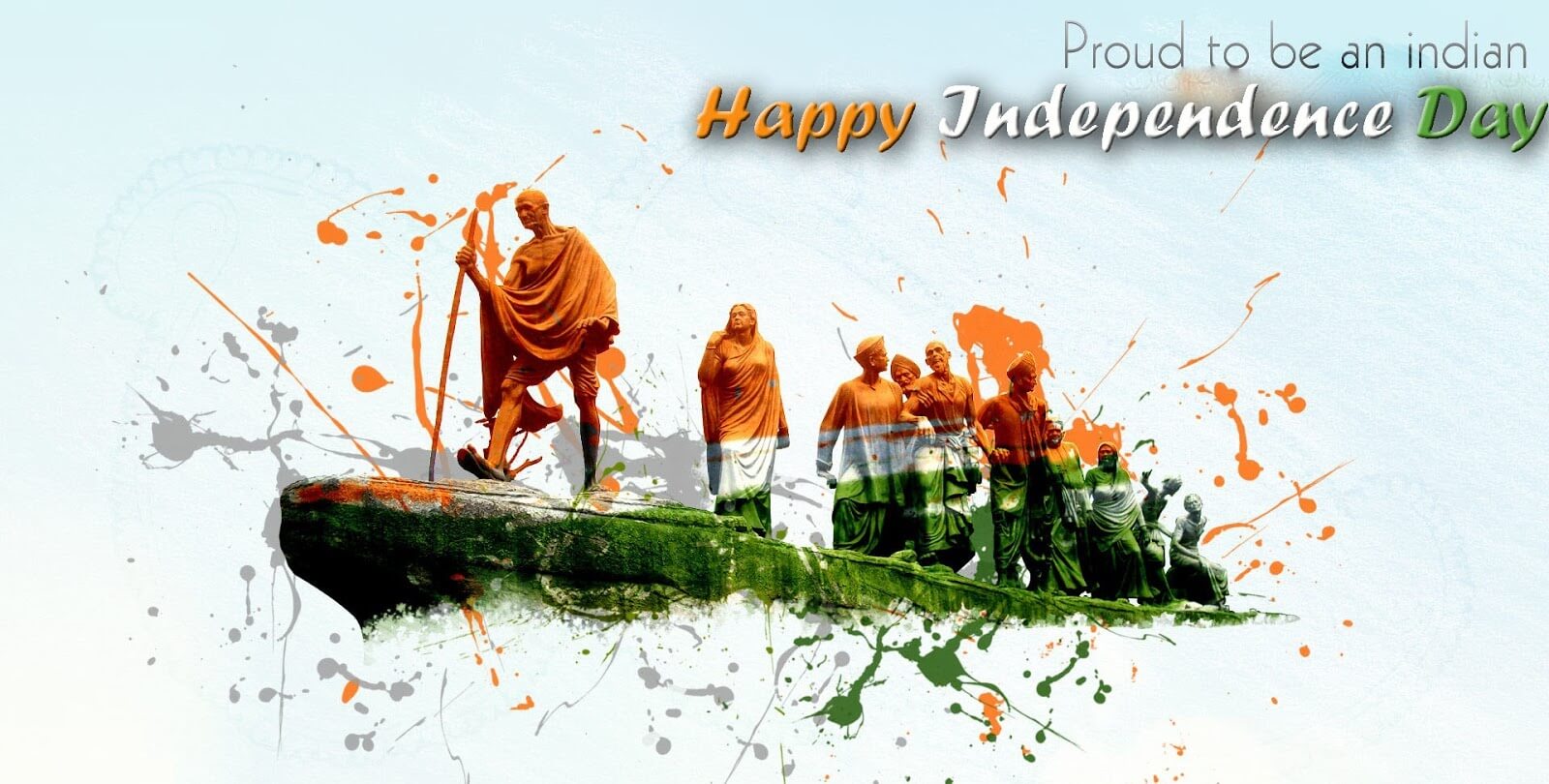 happy independence day wallpaper image with Gandhi 