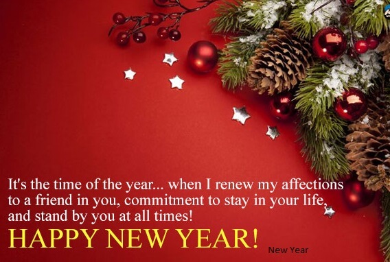Happy New Year greeting decoration card with quote and wishes