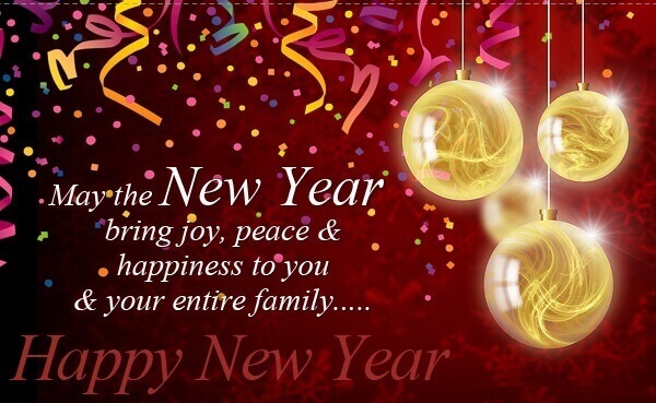 Happy New Year greeting card with wishes